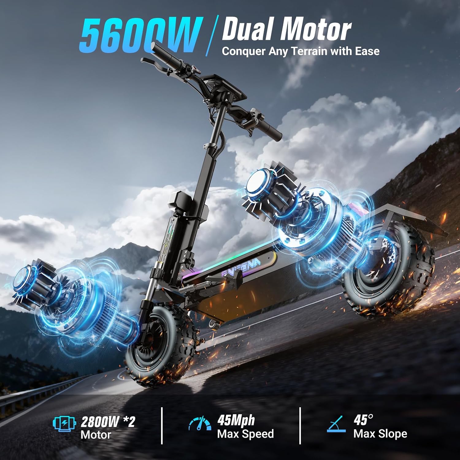 60V 5600W Dual Motor Electric Scooter - Trottinettes électriques pour adultes – 5600